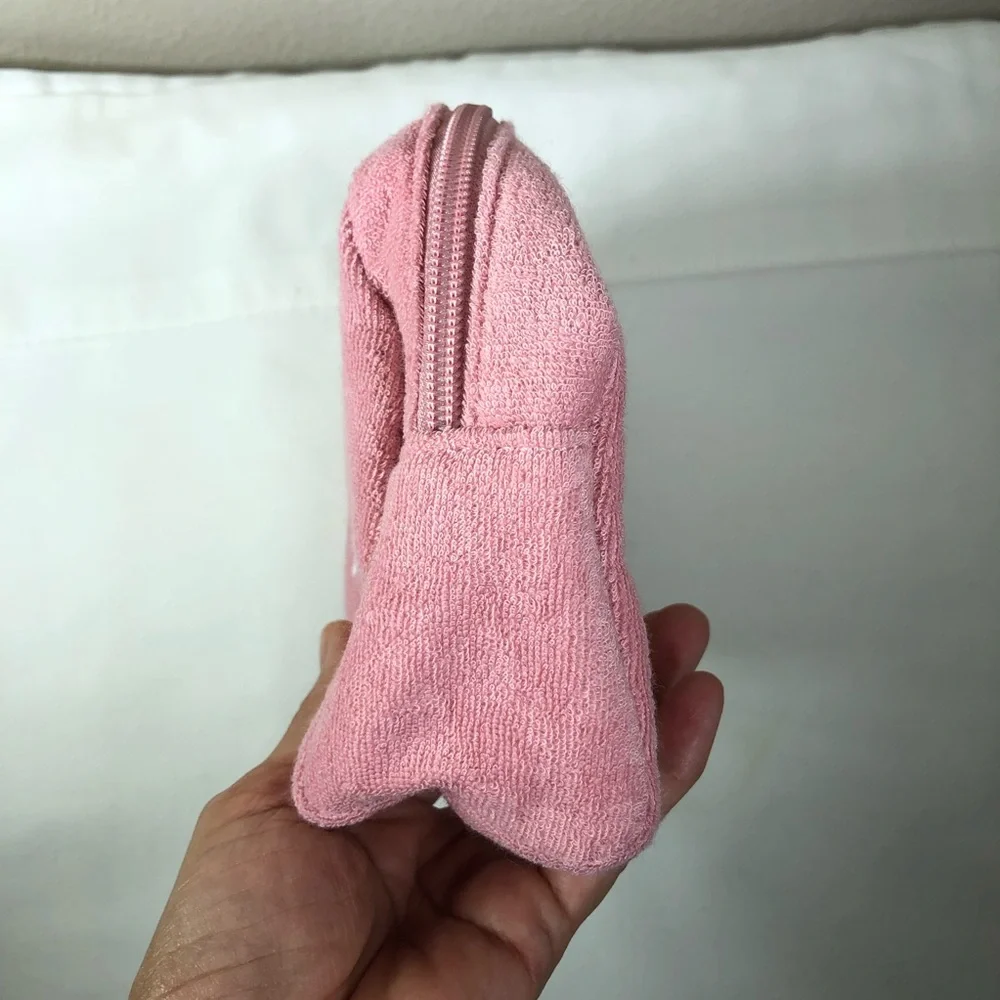 Victoria's Secret Terry Monogram Pink Cosmetic Make-up Bag Headband & Scrunchie